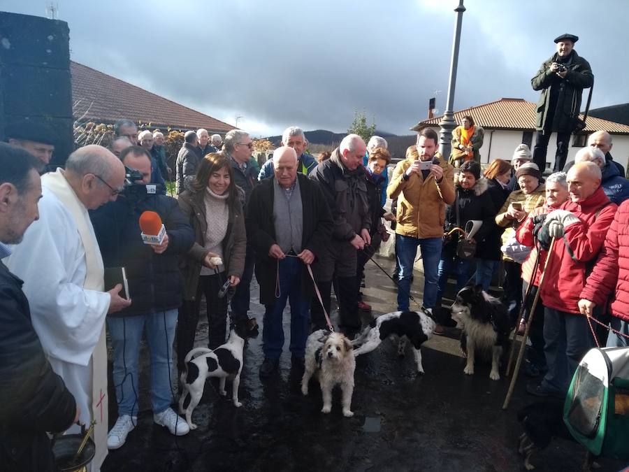 A pesar del frío, han sido muchos los que se han acercado este 17 de enero al alto de Urkiola, en busca de la bendición del patrón de los animales