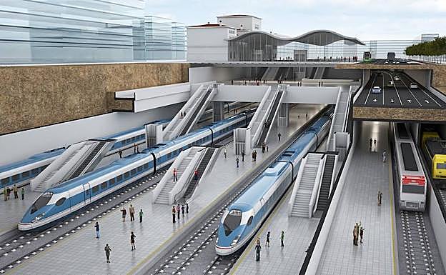 Recreación del aspecto que lucirá la nueva estación de tren de Vitoria.