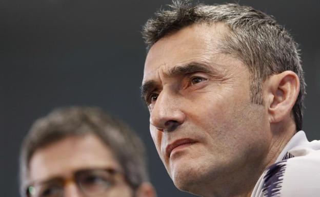 Ernesto Valverde, en rueda de prensa. 