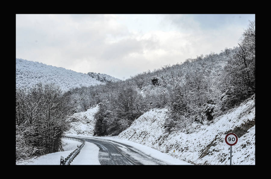 La nevada ha obligado a cerrar puertos de montaña y ha dificultado la circulación en la red viaria, en especial, en Álava