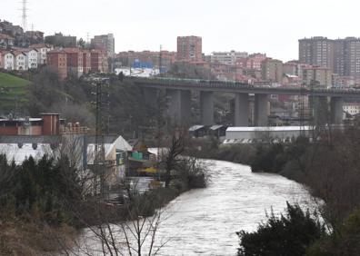 Imagen secundaria 1 - Imágenes del Cadagua a su paso por Alonsotegui.