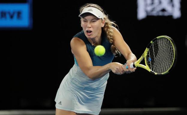 Caroline Wozniacki durante el partido contra Sharapova en el Open de Australia.