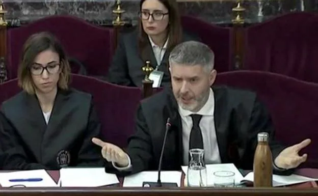 Andreu Van Den Eynde, abogado de Oriol Junqueras, interviene durante el juicio del procés.