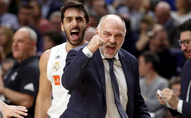 El entrenador vitoriano del Real Madrid, Pablo Laso, durante el partido de cuartos de final de la Copa del Rey ante Estudiantes. 