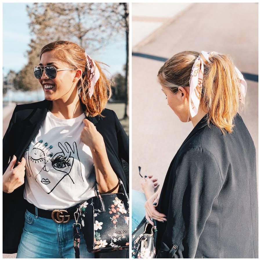 El pañuelo en la coleta, una forma original de llevarlo.