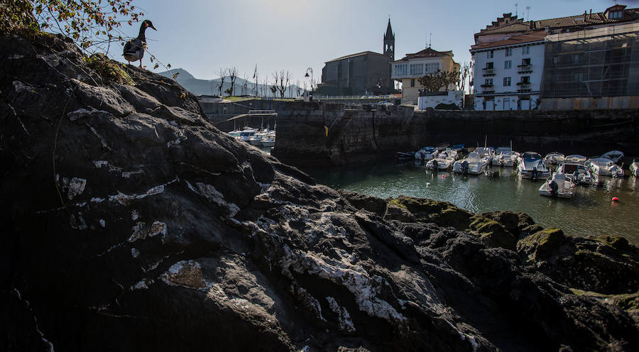 En Mundaka, hoy los barcos casi no podían salir a navegar. 