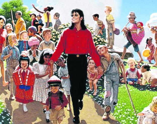 Un cuadro alegórico encargado por Michael Jackson en el que el artista encabeza una procesión de niños felices.