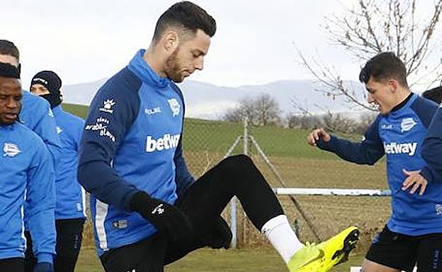 Burgui en un entrenamiento en Ibaia. 