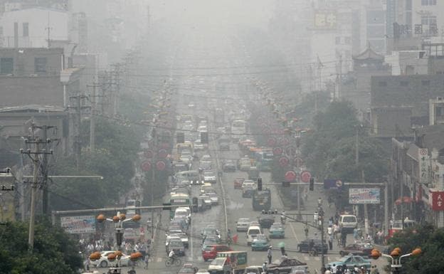 Polución en el centro de Linfen, en China.