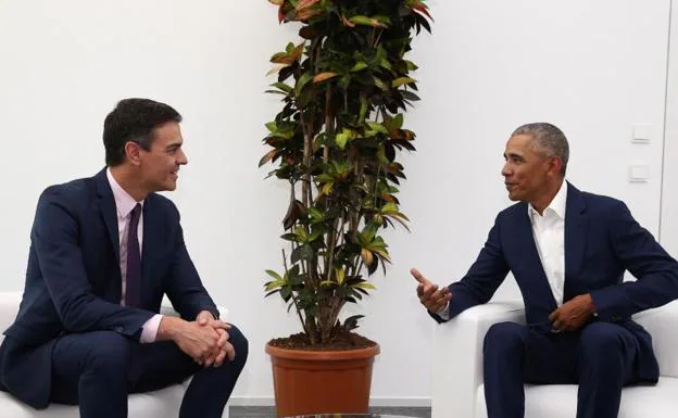 Sánchez y Obama, al comienzo de su reunión de este miércoles. 