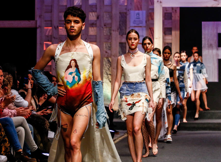 Los nuevos creadores pisan fuerte en la Pasarela Gasteiz On con originales looks, vestidos de ensueño, prendas recicladas y estilismos reivindicativos.