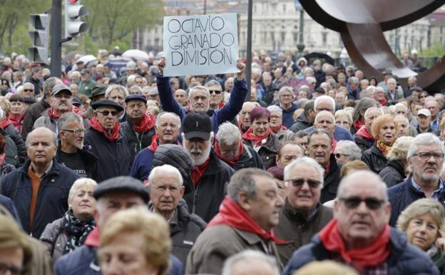 Imagen de la concentración de este lunes en Bilbao. 