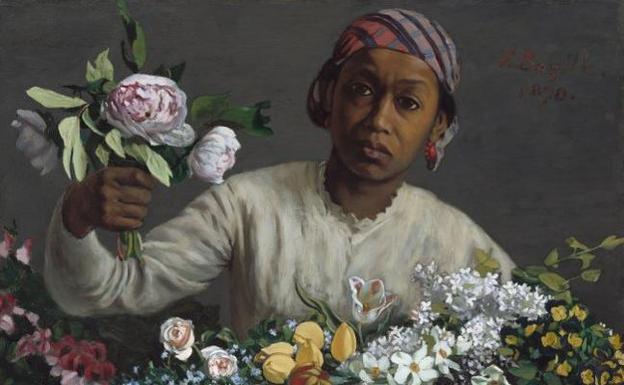 'Mujer joven con peonias' de Frédéric Bazille. 