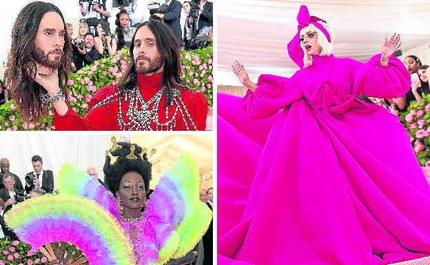 Jared Leto, Lupita Nyong'o y Lady Gaga, con un diseño de Brandon Maxwell.