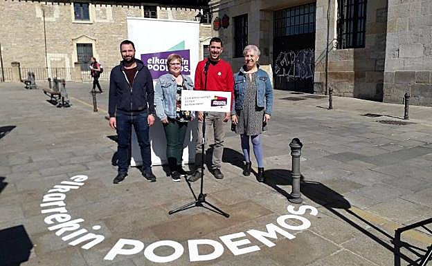 Los candidatos José Damián-García Moreno, Itxaso Roldán, Óscar Fernández y Gemma Zubiaurre. 