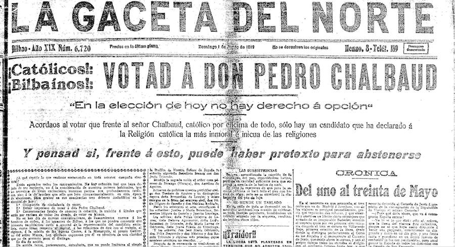 La prensa tomaba partido, como 'La Gaceta del Norte', que pedía el voto para Chalbaud en tono encendido mientras atacaba a Prieto.