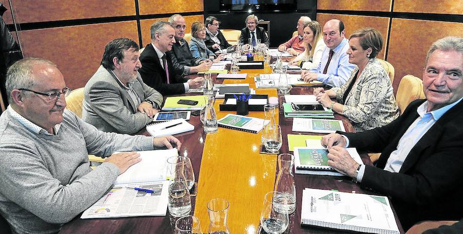 Reciente reunión del Euzkadi buru batzar para valorar los resultados electorales. 