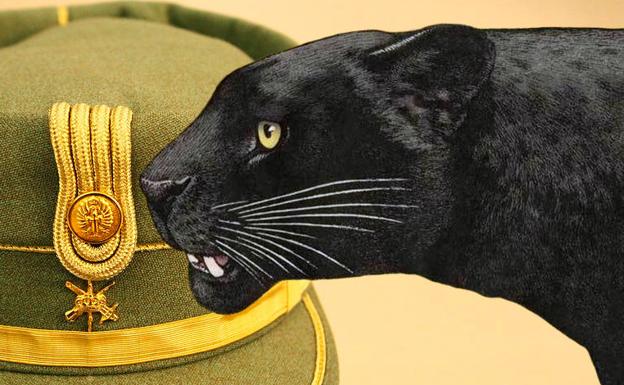 Gorra de la Legión Española (Flickr CC BY-SA 2.0) e ilustración de pantera negra