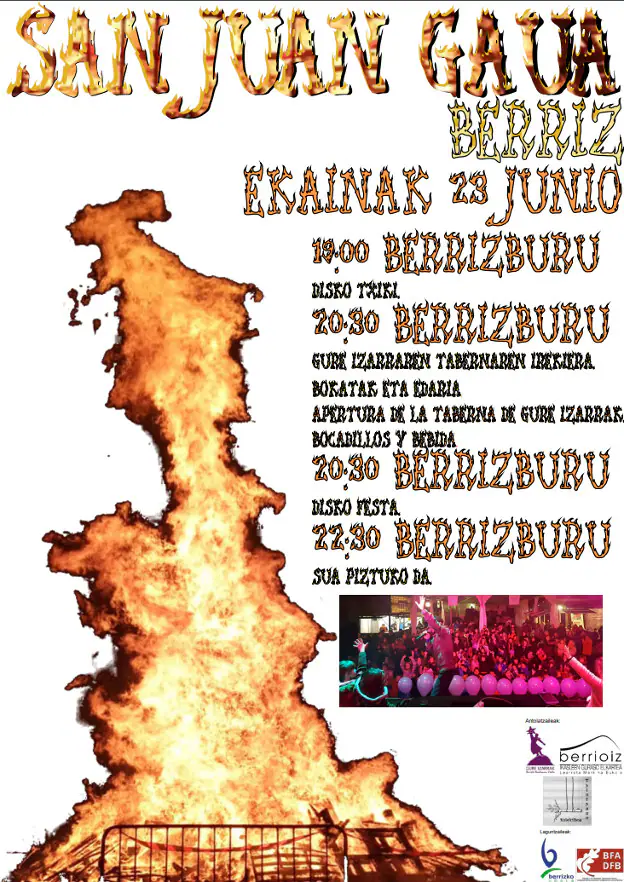 Cartel de fiestas de San Juán 2019 en Berriz.