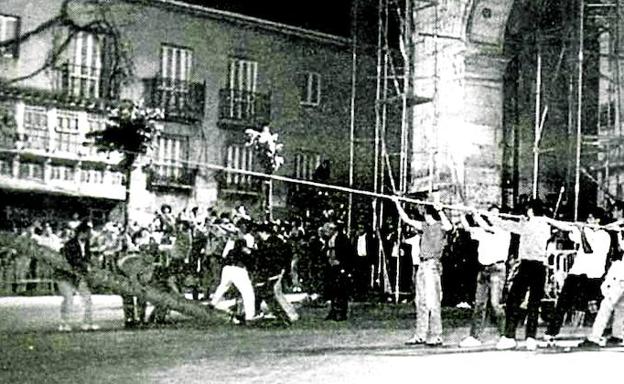 Alzado del chopo frente a la iglesia de San Juan la madrugada del 24 de junio.