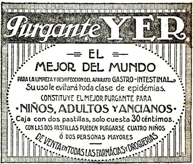 Anuncio del purgante Yer.