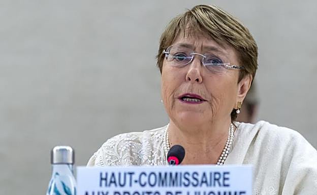 Michelle Bachelet, durante su intervención en Ginebra.