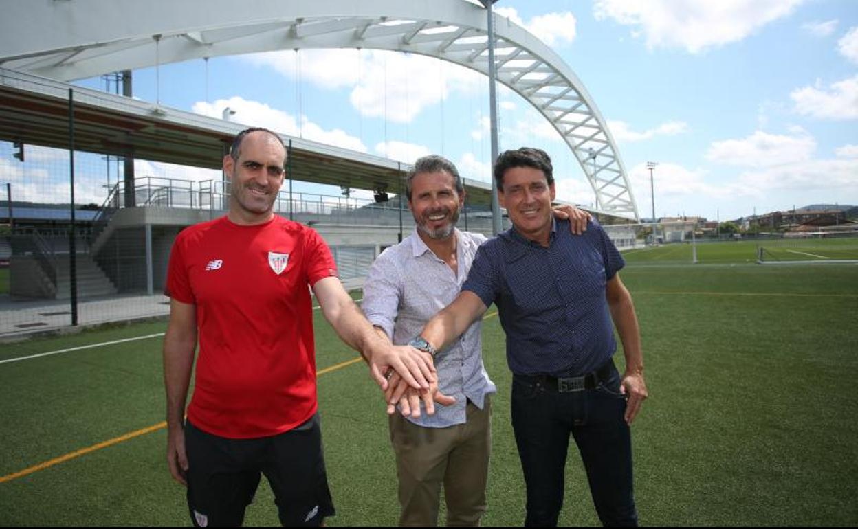 Andoni Bombín, Rafa Alkorta y Andoni Ayarza.