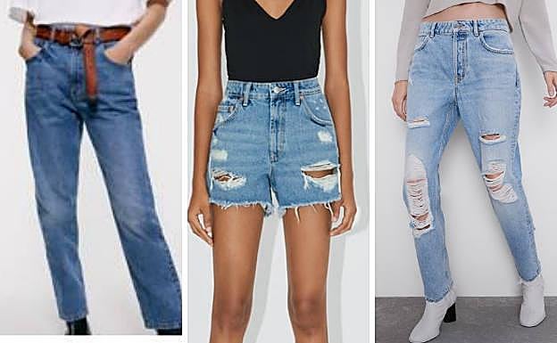 Modelos de vaqueros tipo 'mom fit' y 'shorts' de Zara.