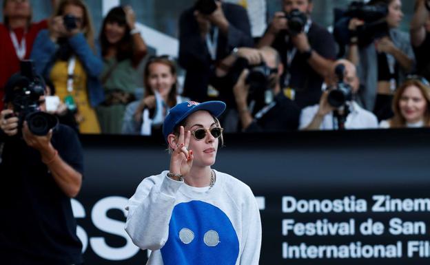 Stewart, durante su llegada al hotel María Cristina. 