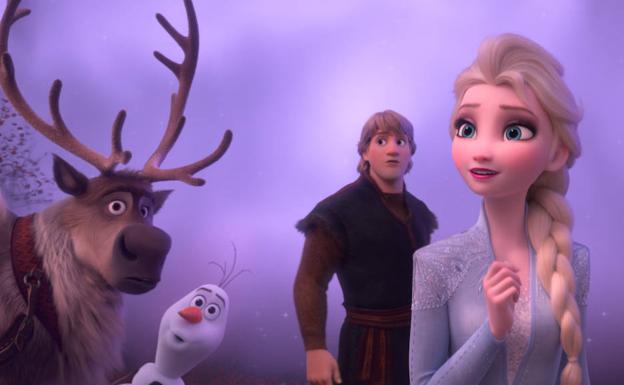 Sven, Olaf, Kristoff y Elsa.