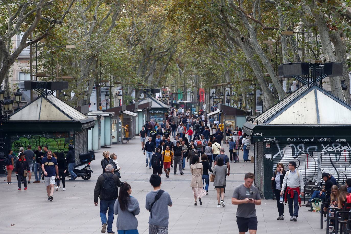 Aspecto de Las Ramblas de Barcelona este viernes