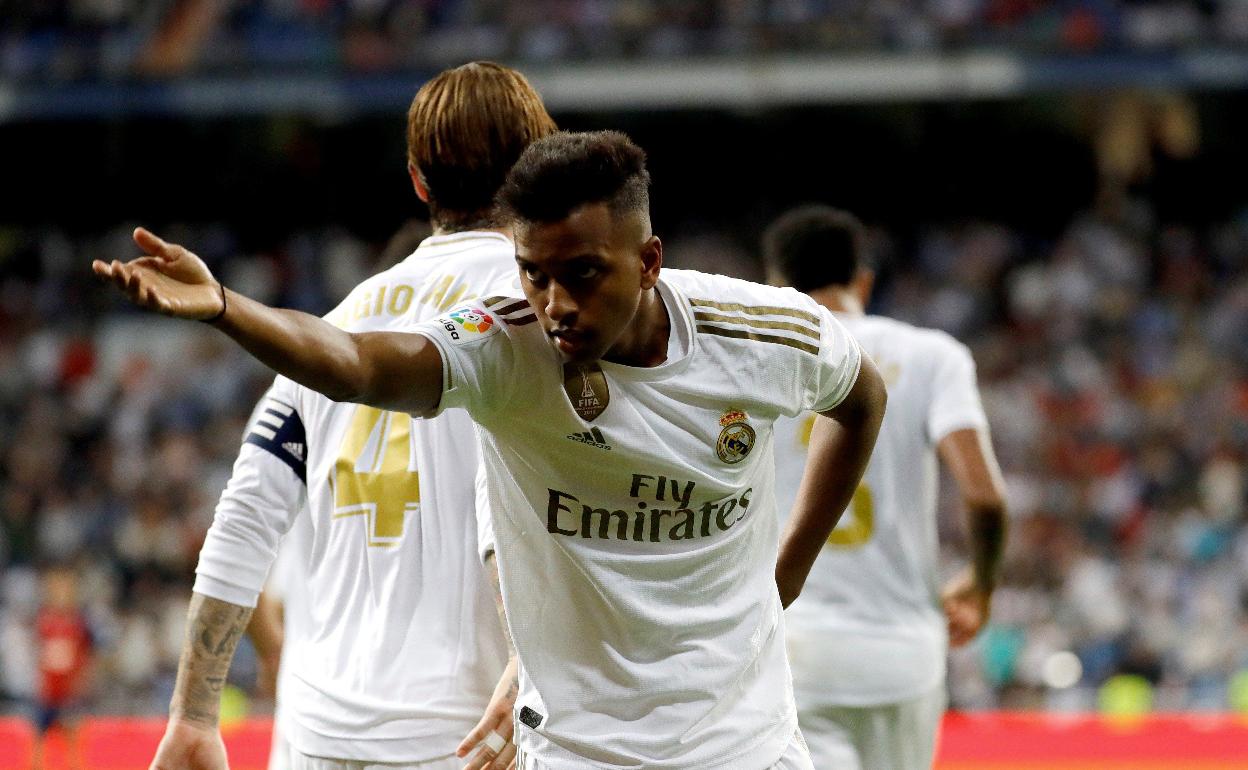 Rodrygo celebra su gol a Osasuna.