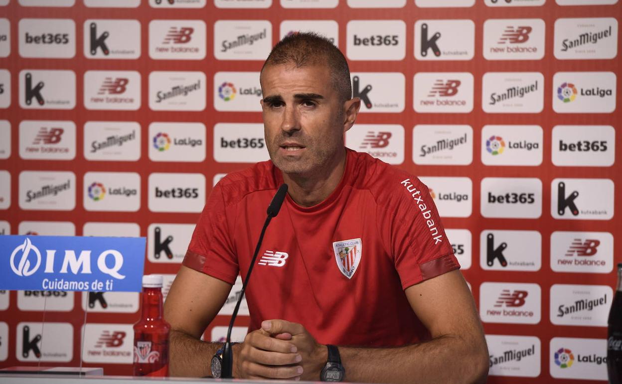 Gaizka Garitano, en la sala de prensa.