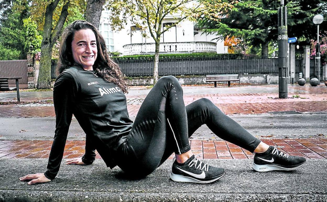 Maialen Loyo, con el atuendo deportivo antes de una sesión de entrenamiento. 