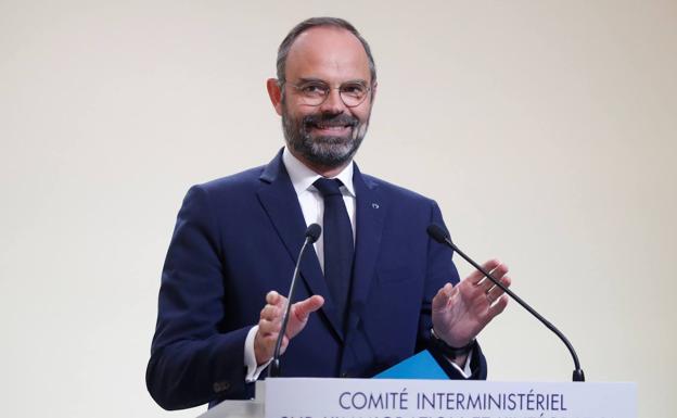 El primer ministro francés, Edouard Philippe, durante la presentación del plan de control de la inmigración.