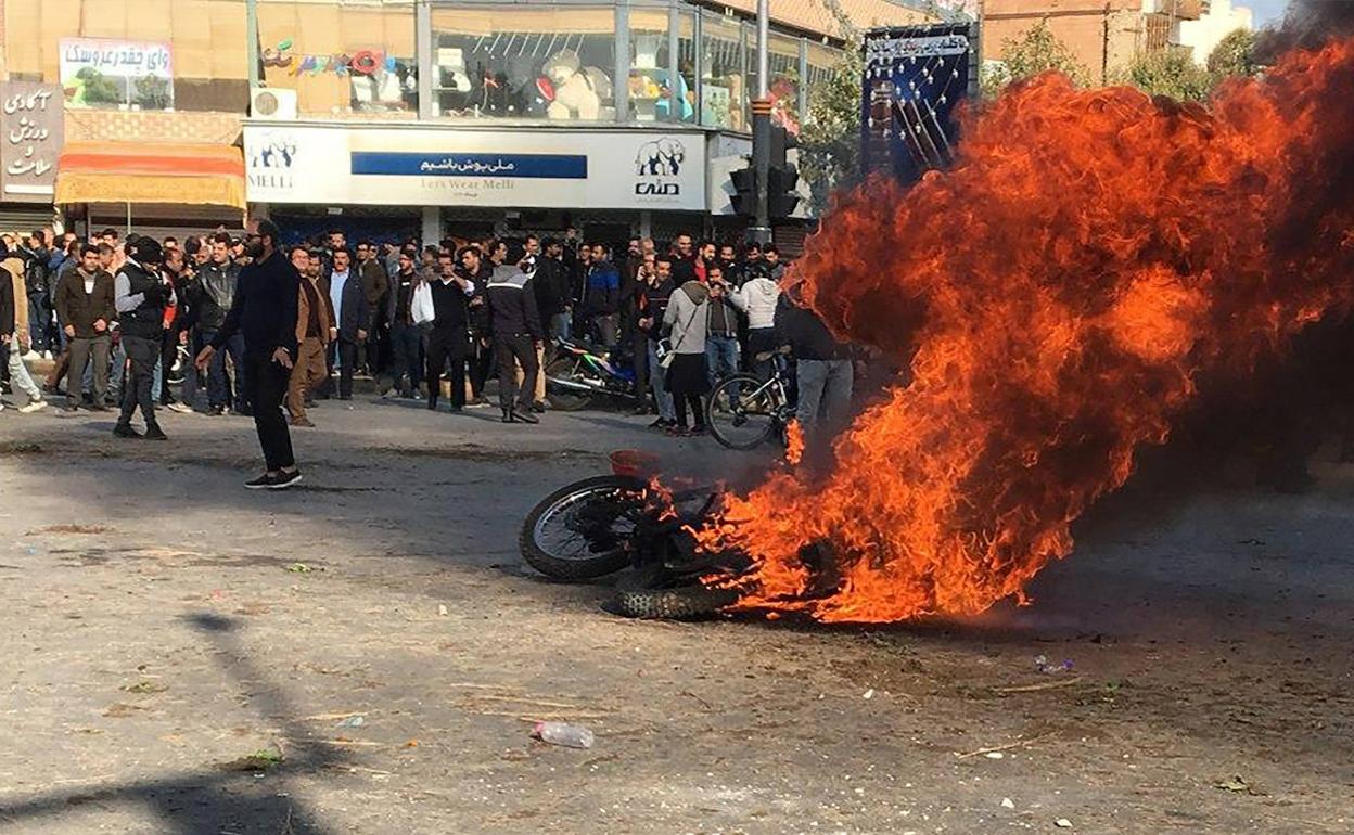 Protestas en las calles de Teherán. 