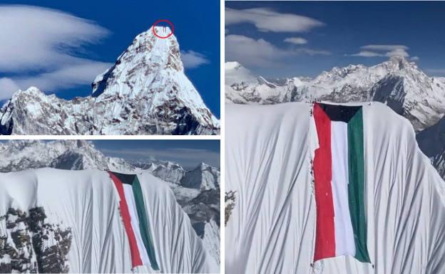 Bandera de Kuwait en el Ama Dablam.