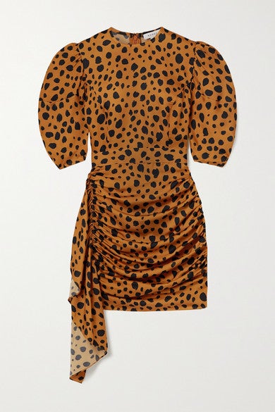 Vestido 'animal-print' drapeado, de Rhode (425 euros).