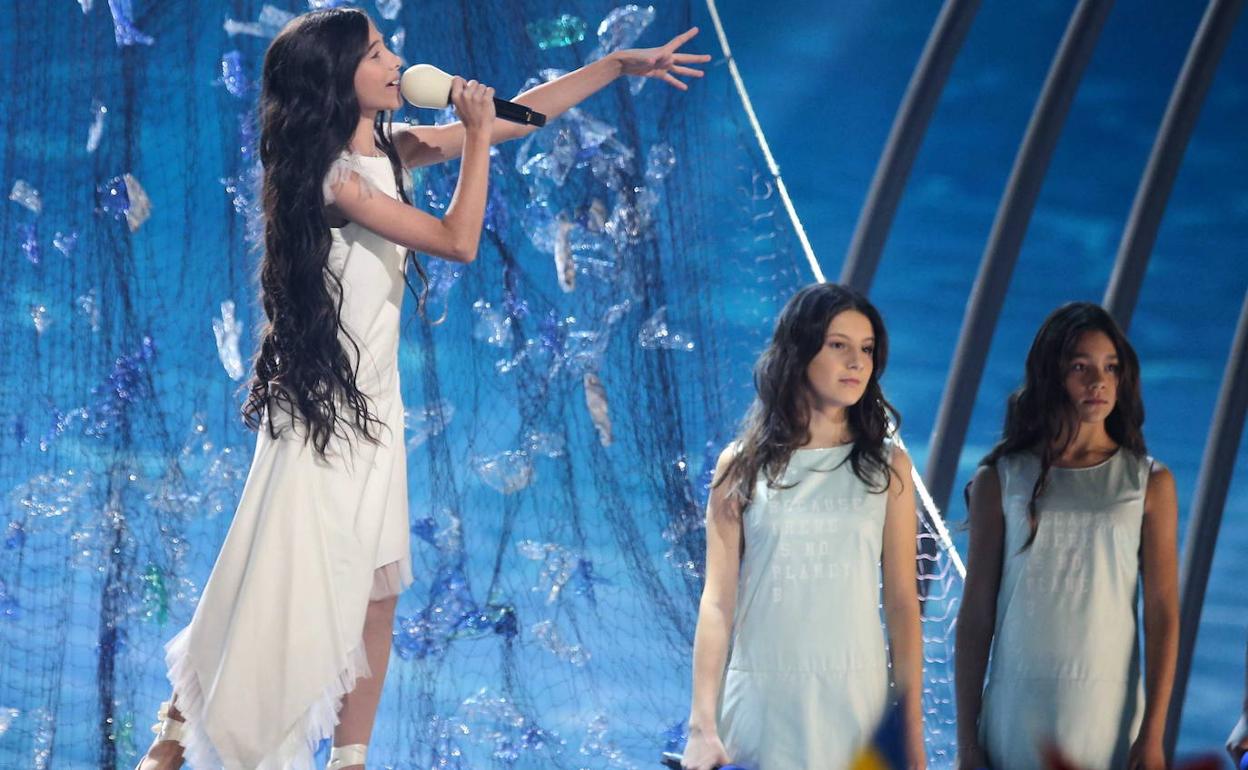 Melani, en su intervención en el Festival de Eurovisión Junior.