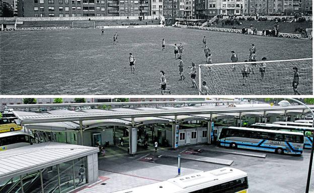 Arriba, último encuentro disputado en Garellano, el 28 de enero de 1996. Abajo, la estación en pleno funcionamiento en 2006.