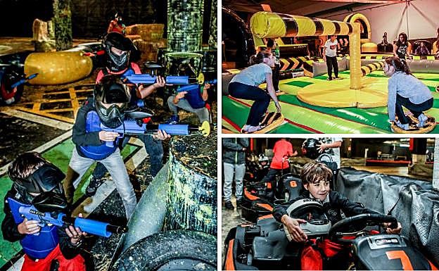 Los más pequeños disfrutan con el paintball, las pruebas de humor amarillo y los karts. 