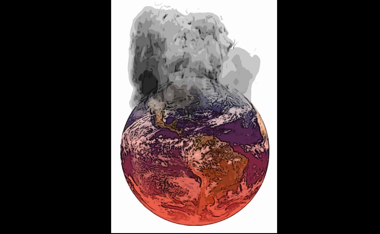 Aldaketa klimakoariI, berotze globalari eta larrialdi klimatikoari buruzko marrazkia