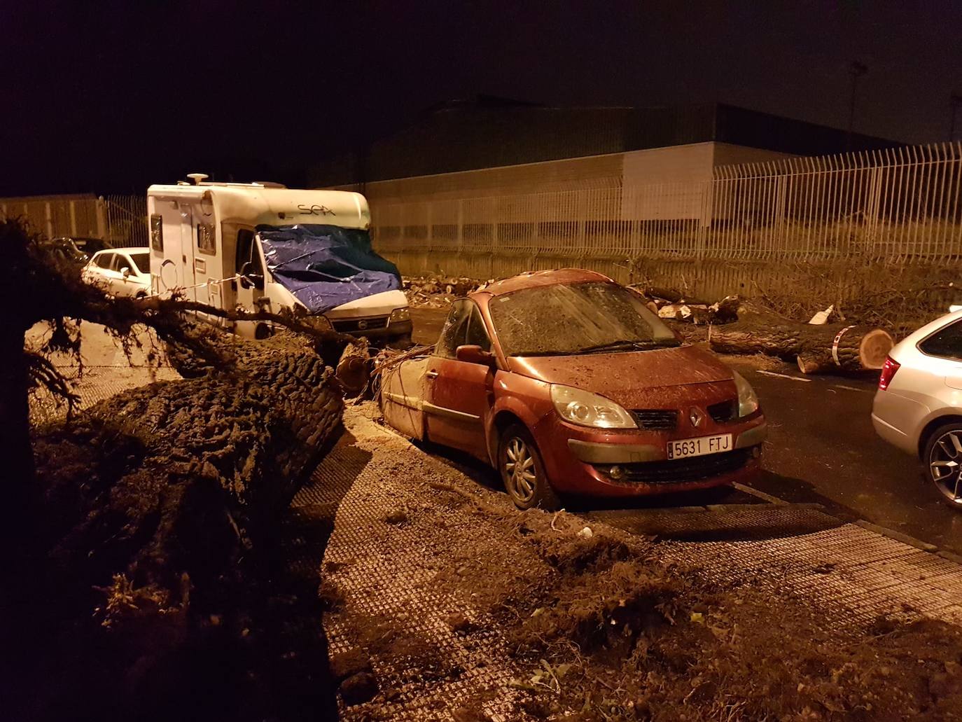 La caída del árbol ha causado daños también en una autocaravana.