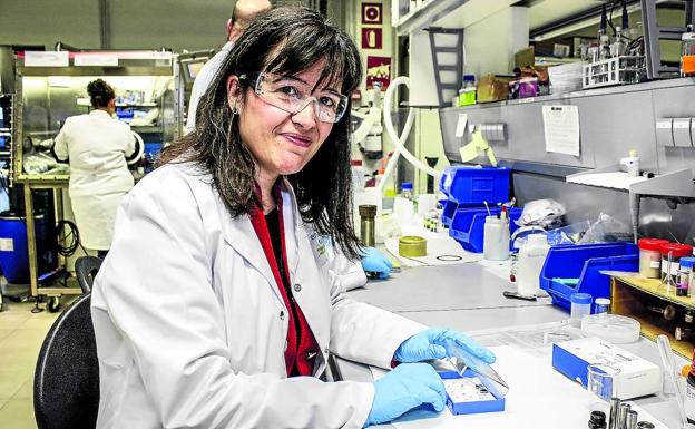 Nuria Gisbert, directora de CIC Energigune, en uno de los laboratorios que posee el centro en el parque tecnológico de Álava.