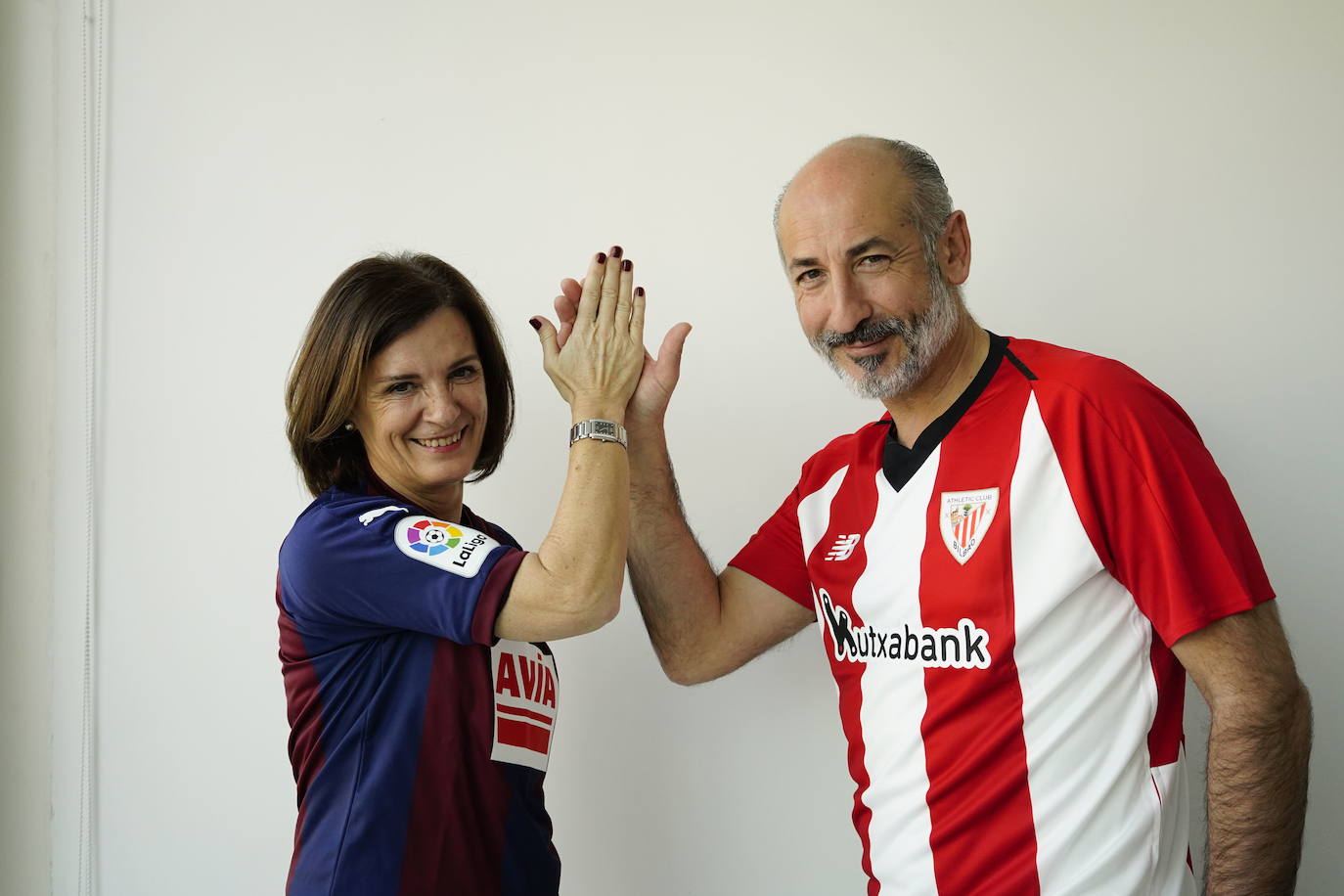 Los presidentes, Amaia Gorostiza y Aitor Elizegi en la previa del derbi entre el Eibar y el Athletic.