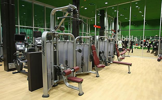 Aparatos de musculacion en el interior del gimnasio del Palacio de los Deportes de Bilbao