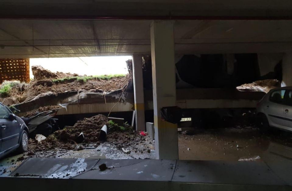 Fotos: Las imágenes del hundimiento de un parking subterráneo en Santander