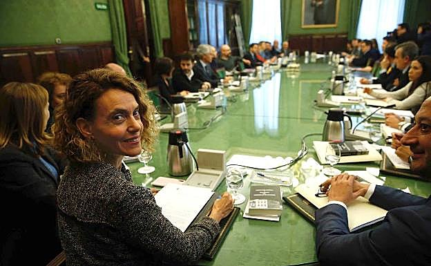 Batet preside la reunión de la Junta de Portavoces en el Congreso. 