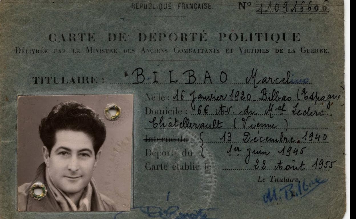 Tarjeta francesa de deportado de Marcelino Bilbao , 