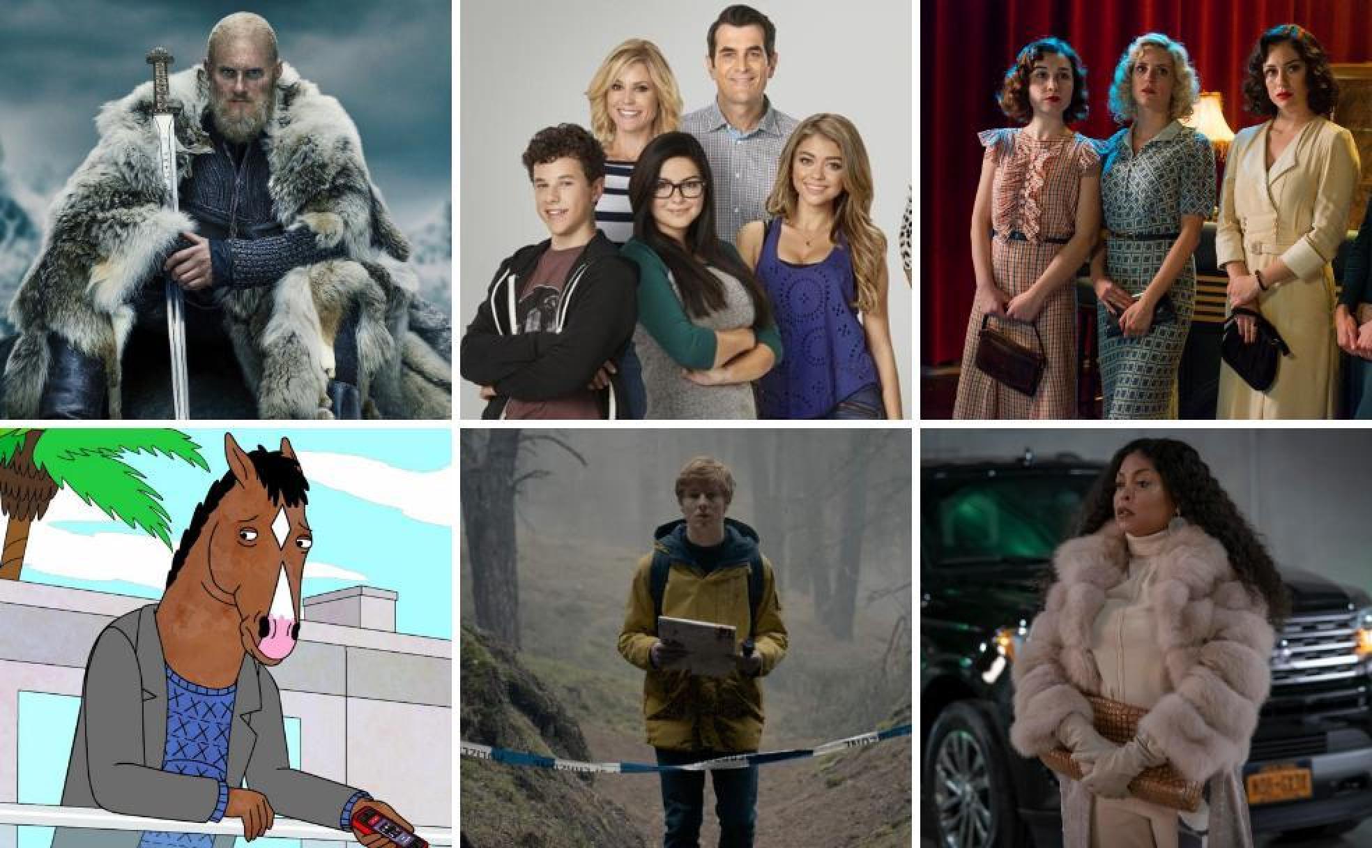 De izquierda a derecha y de arriba a abajo, 'Vikingos', 'Modern Family', 'Las chicas del cable', 'BoJack Horseman', 'Dark' y 'Empire'.